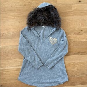 Victoria's Secret Gray and Brown Faux Fur Top